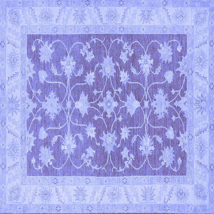 Square Machine Washable Oriental Blue Traditional Rug, wshtr1452blu