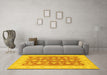 Machine Washable Oriental Yellow Traditional Rug in a Living Room, wshtr1452yw