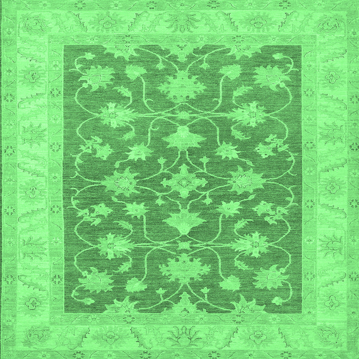 Square Machine Washable Oriental Emerald Green Traditional Area Rugs, wshtr1452emgrn