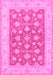 Machine Washable Oriental Pink Traditional Rug, wshtr1452pnk