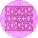 Round Oriental Purple Traditional Rug, tr1452pur