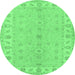 Round Oriental Emerald Green Traditional Rug, tr1453emgrn