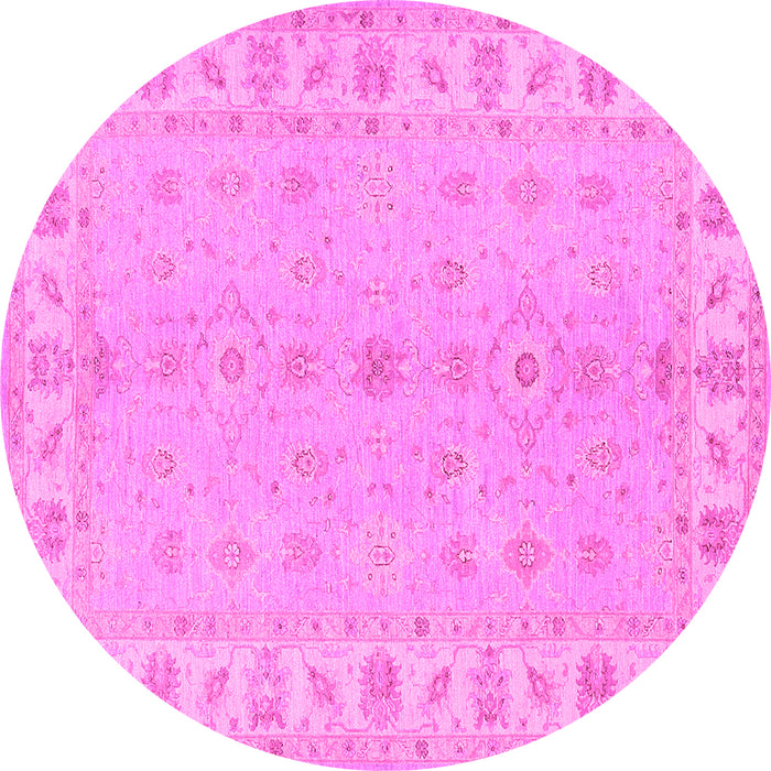 Round Machine Washable Oriental Pink Traditional Rug, wshtr1453pnk