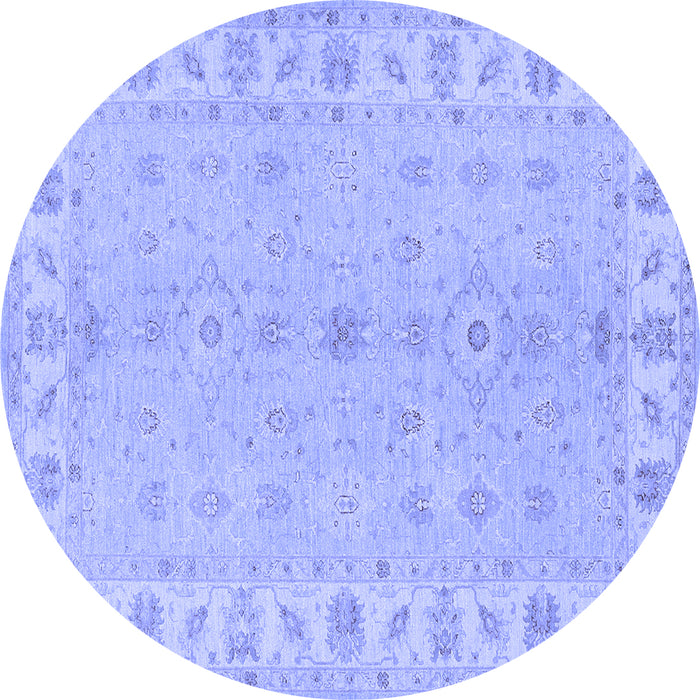Round Oriental Blue Traditional Rug, tr1453blu