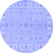 Round Oriental Blue Traditional Rug, tr1453blu