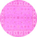 Round Oriental Pink Traditional Rug, tr1453pnk