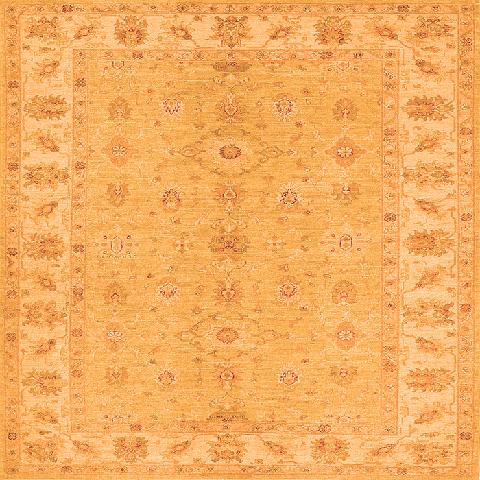Round Machine Washable Oriental Orange Traditional Area Rugs, wshtr1453org