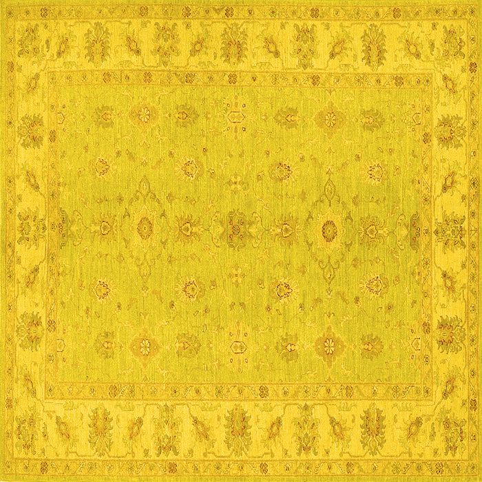 Square Oriental Yellow Traditional Rug, tr1453yw