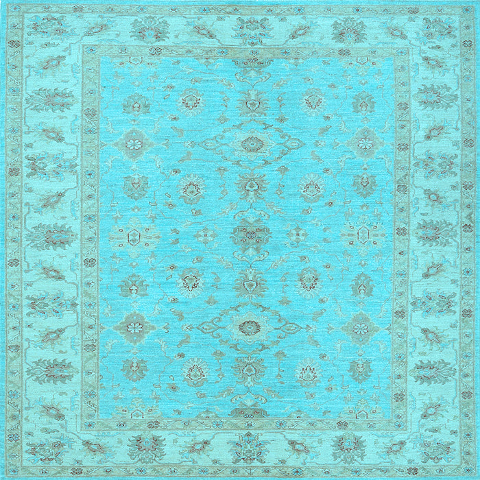 Square Machine Washable Oriental Light Blue Traditional Rug, wshtr1453lblu