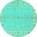 Round Oriental Turquoise Traditional Rug, tr1453turq
