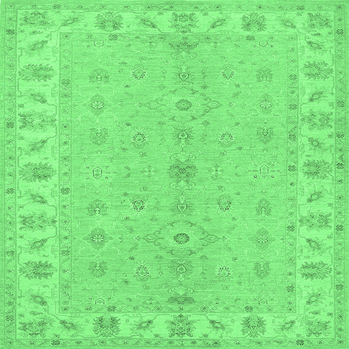 Square Machine Washable Oriental Emerald Green Traditional Area Rugs, wshtr1453emgrn