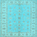Square Oriental Light Blue Traditional Rug, tr1453lblu