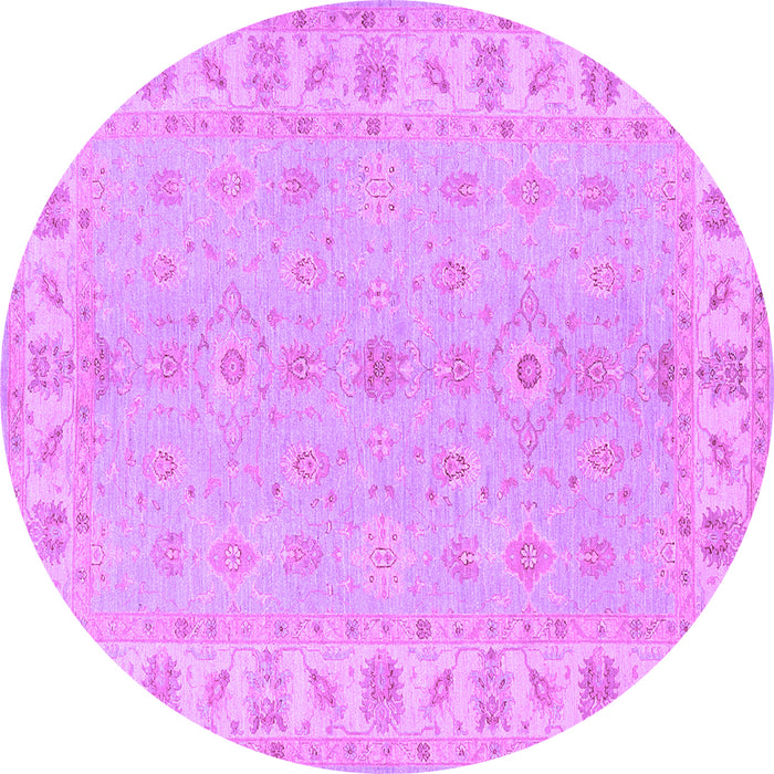 Round Oriental Purple Traditional Rug, tr1453pur