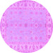 Round Oriental Purple Traditional Rug, tr1453pur
