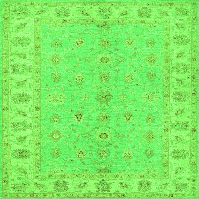 Round Machine Washable Oriental Green Traditional Area Rugs, wshtr1453grn