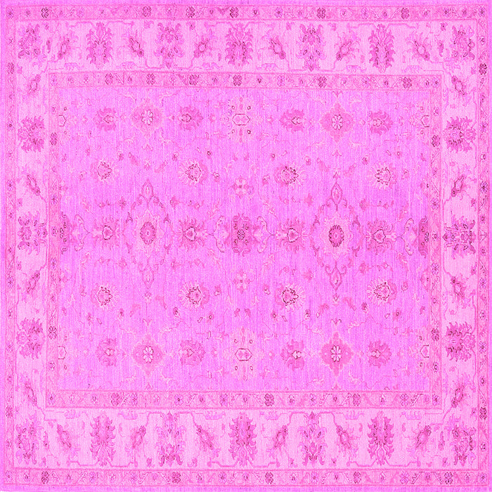 Square Machine Washable Oriental Pink Traditional Rug, wshtr1453pnk
