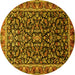 Round Machine Washable Persian Yellow Traditional Rug, wshtr1454yw