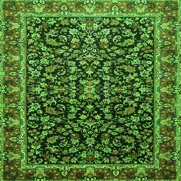 Round Machine Washable Persian Green Traditional Area Rugs, wshtr1454grn