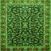 Round Machine Washable Persian Green Traditional Area Rugs, wshtr1454grn