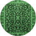 Round Persian Emerald Green Traditional Rug, tr1454emgrn