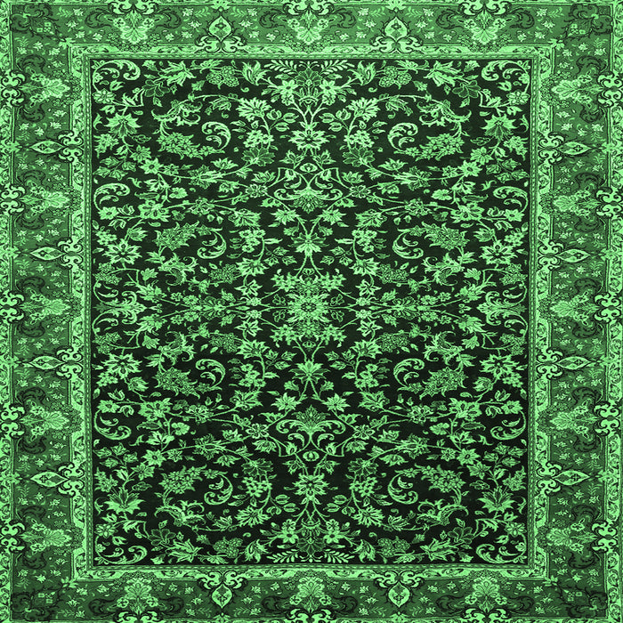 Square Machine Washable Persian Emerald Green Traditional Area Rugs, wshtr1454emgrn