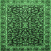 Square Machine Washable Persian Emerald Green Traditional Area Rugs, wshtr1454emgrn