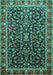 Machine Washable Persian Turquoise Traditional Area Rugs, wshtr1454turq