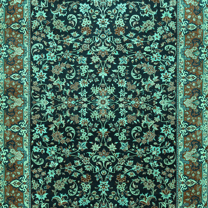 Machine Washable Persian Turquoise Traditional Area Rugs, wshtr1454turq