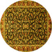 Round Persian Yellow Traditional Rug, tr1454yw