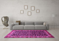 Machine Washable Persian Pink Traditional Rug, wshtr1454pnk