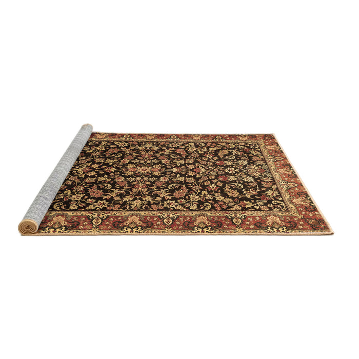 Sideview of Machine Washable Persian Brown Traditional Rug, wshtr1454brn