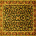 Square Machine Washable Persian Yellow Traditional Rug, wshtr1454yw