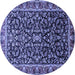 Round Machine Washable Persian Blue Traditional Rug, wshtr1454blu