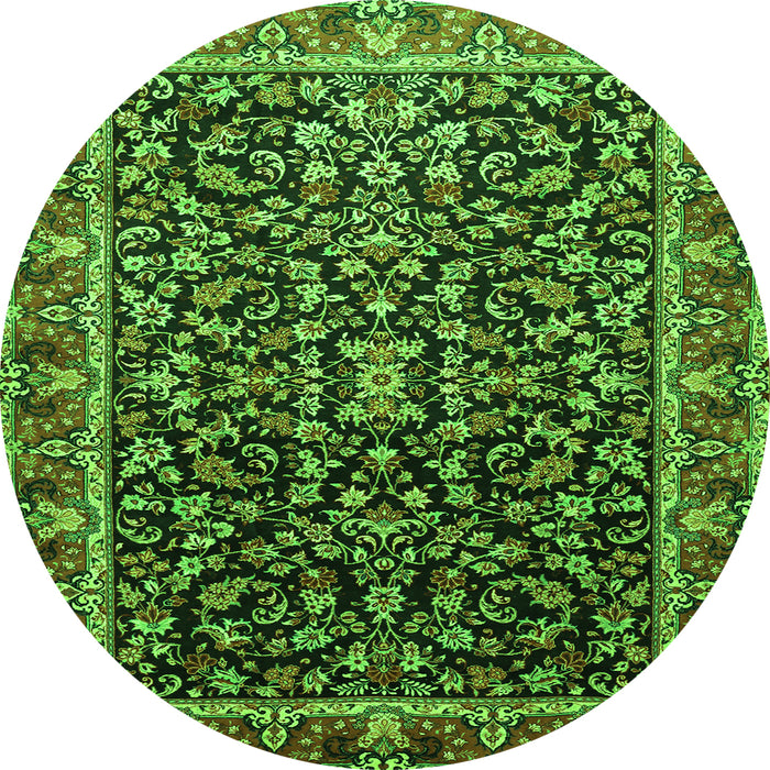 Square Persian Green Traditional Rug, tr1454grn