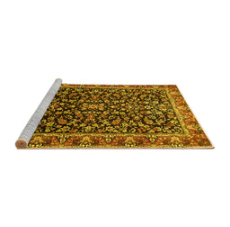 Sideview of Machine Washable Persian Yellow Traditional Rug, wshtr1454yw