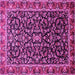 Square Machine Washable Persian Pink Traditional Rug, wshtr1454pnk