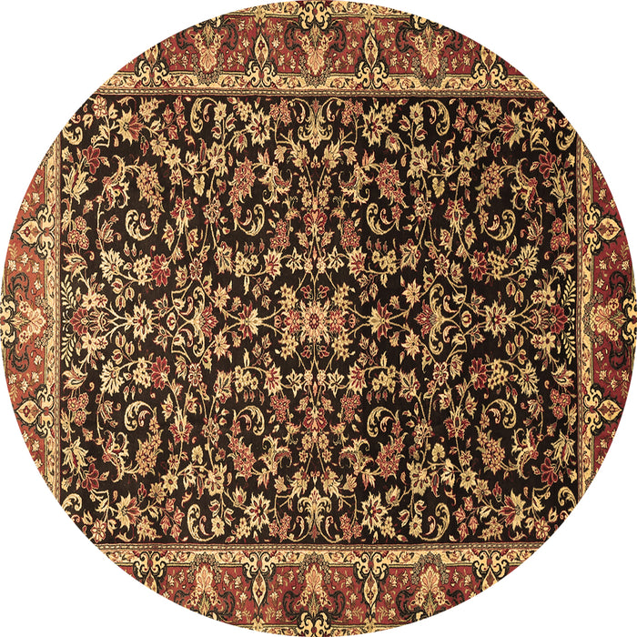 Round Machine Washable Persian Brown Traditional Rug, wshtr1454brn