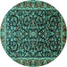 Round Persian Turquoise Traditional Rug, tr1454turq