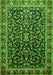 Serging Thickness of Machine Washable Persian Green Traditional Area Rugs, wshtr1454grn