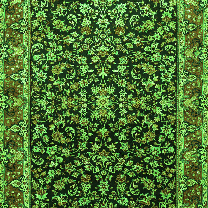 Serging Thickness of Machine Washable Persian Green Traditional Area Rugs, wshtr1454grn