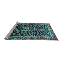 Sideview of Machine Washable Persian Light Blue Traditional Rug, wshtr1454lblu