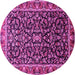 Round Machine Washable Persian Pink Traditional Rug, wshtr1454pnk