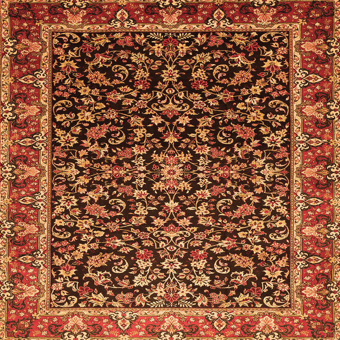 Round Machine Washable Persian Orange Traditional Area Rugs, wshtr1454org