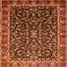 Round Machine Washable Persian Orange Traditional Area Rugs, wshtr1454org