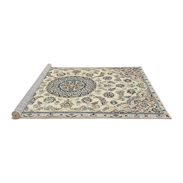Sideview of Machine Washable Traditional Khaki Green Rug, wshtr1455