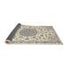 Sideview of Traditional Khaki Green Medallion Rug, tr1455