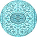 Round Medallion Light Blue Traditional Rug, tr1455lblu