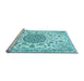 Sideview of Machine Washable Medallion Light Blue Traditional Rug, wshtr1455lblu