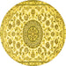 Round Medallion Yellow Traditional Rug, tr1455yw