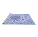 Sideview of Machine Washable Medallion Blue Traditional Rug, wshtr1455blu